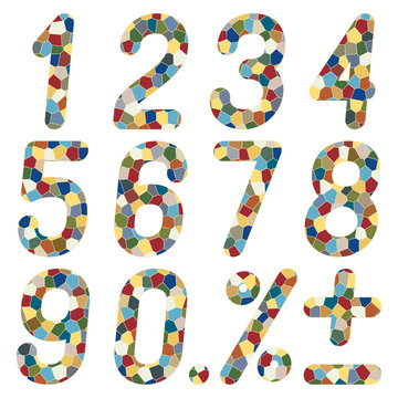 Set of numbers of mosaics.