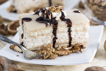 Slice of fresh Walnut Cake