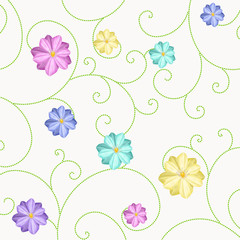 Background with flowers and curls