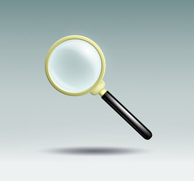Vector magnifying glass on a gray background