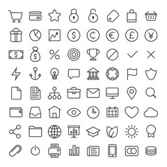 64 Thin Icons Set. Simple line icons pack for your design