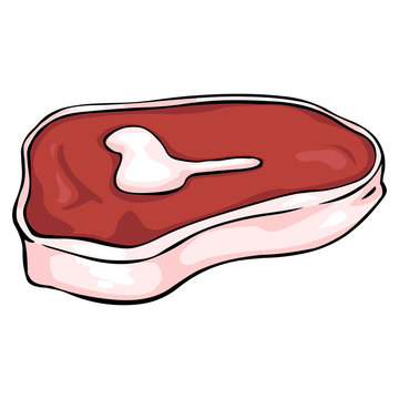 vector cartoon illustration - isolated raw piece of meat