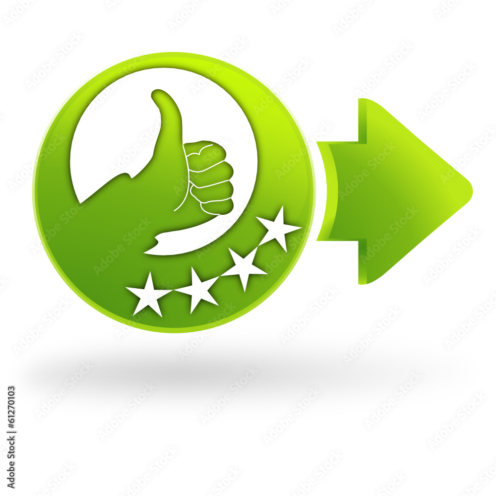 Poster client satisfait sur symbole web vert