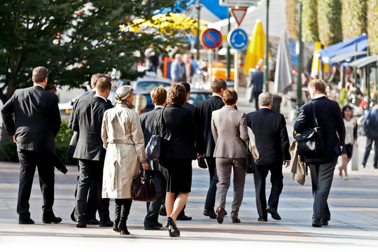 Large group of businessmen and business women.