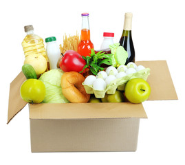 Box with products isolated on white