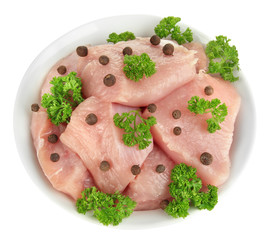 Raw turkey meat isolated on white