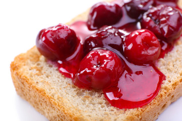 Delicious toast with jam close-up