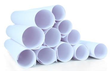 White paper rolls isolated on white