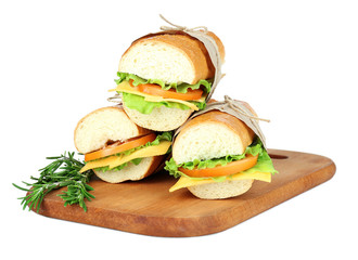 Fresh and tasty sandwich isolated on white
