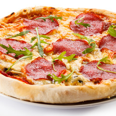 Pizza on white background