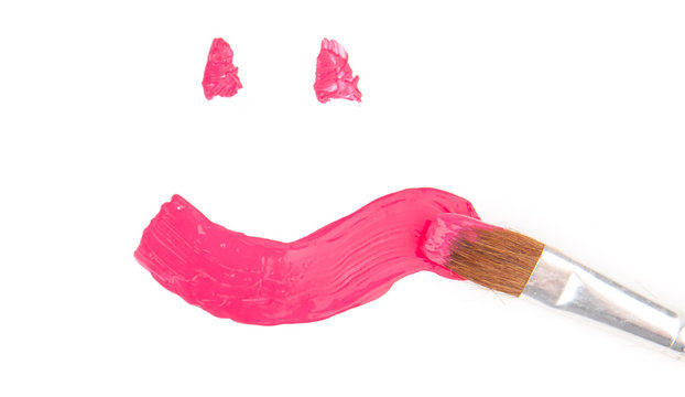 Pink smile paints isolated on white, vector illustration