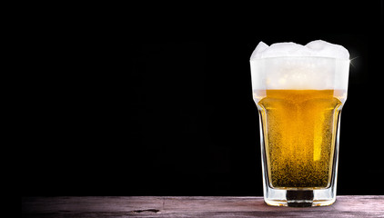 Frosty glass of light beer