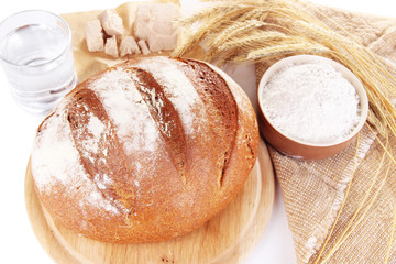 Composition with rye bread close up