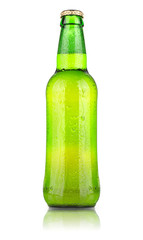 Frosty bottle of light beer