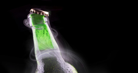 open wet beer bottle