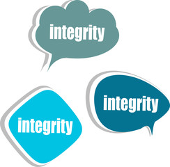 integrity. Set of stickers, labels, tags. Business banners