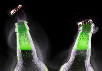 open wet beer bottle