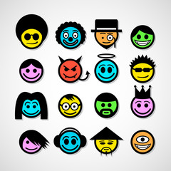 Colorful vector faces.
