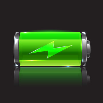 Vector green battery, full charge with lighting