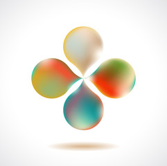 Colorful glossy flower abstract form isolated on white. Vector
