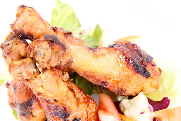 Fried chicken legs with side salad
