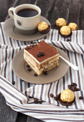 Portion of delicious tiramisu cake
