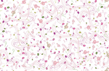 Vector seamless  music notes  pattern.