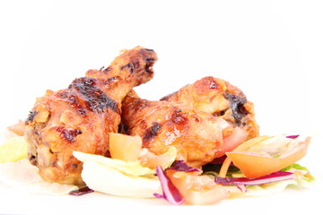 Fried chicken legs with side salad