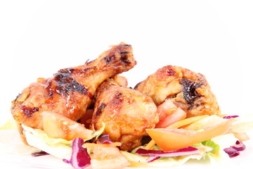 Fried chicken legs with side salad