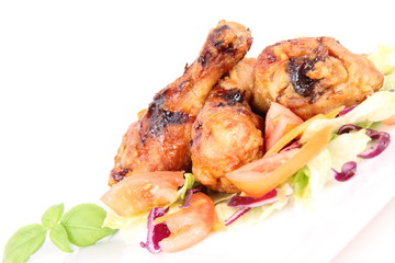 Fried chicken legs with side salad