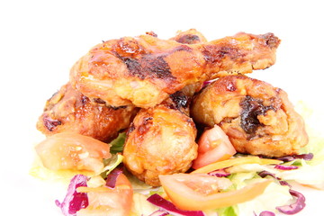 Fried chicken legs with side salad