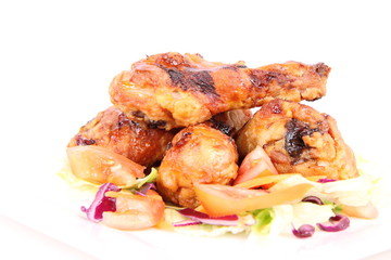 Fried chicken legs with side salad
