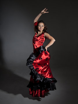 Young woman dancing flamenco