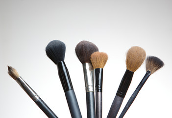 Collection of professional make up artist brushes