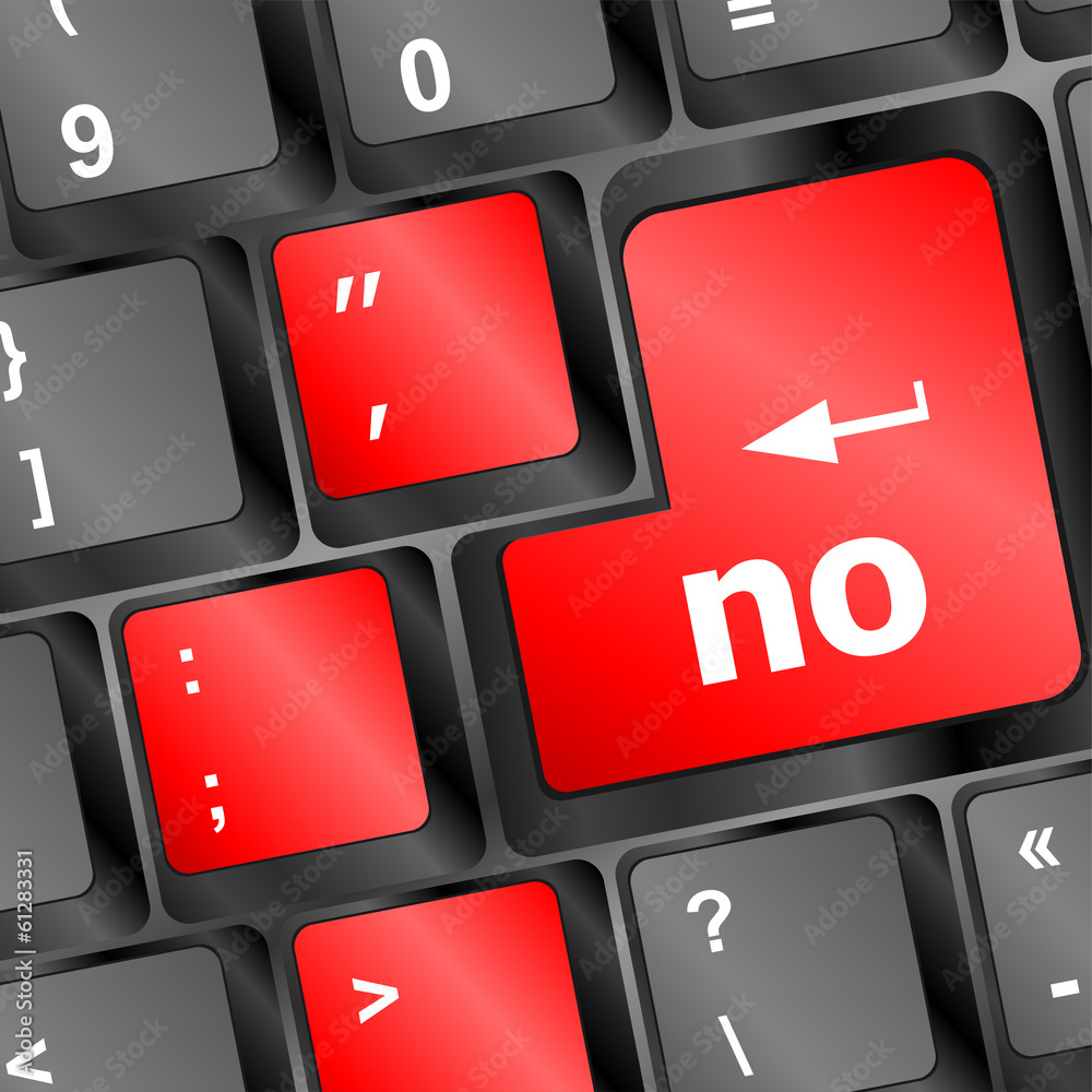 Poster no button on modern computer keyboard keys