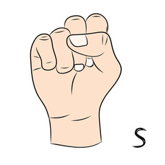 Sign language and the alphabet,The Letter s