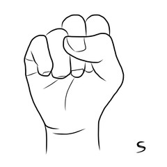 Sign language and the alphabet,The Letter s
