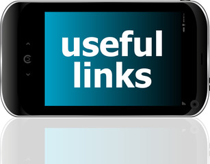 useful links word on smart mobile phone, internet concept