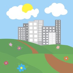 city surrounded by nature landscape