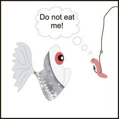 bait, fish and a worm