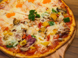 Seafood Pizza with Salmon Slices