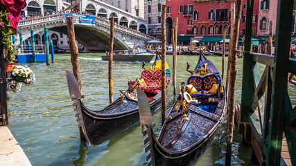 Gondolas at Rialto Bridge, Venice