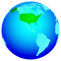 Fototapeta na wymiar USA on globe