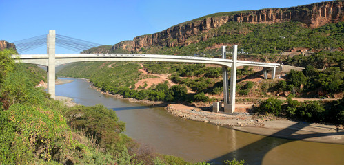 Bridge in the mountains across the river Nile. Africa, Ethiopia