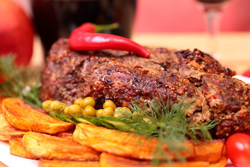 Appetizing roasted fillet of pork