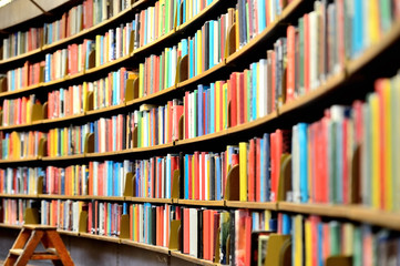 Fototapeta Round bookshelf in public library obraz