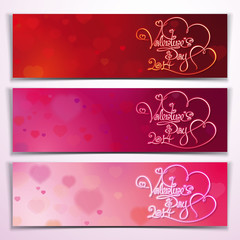 Three Valentine 2014 Banners - Red Pink
