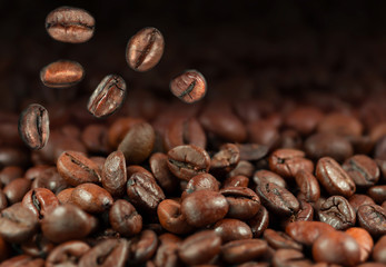 Falling coffee beans