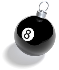 Schwarze Acht Billiardkugel als Weihnachtskugel