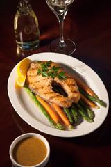 Grilled Salmon Steak and Vegetables